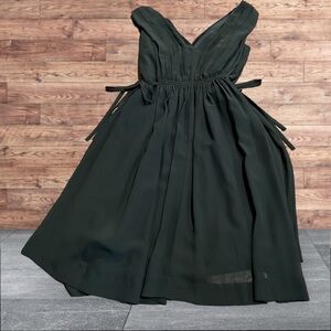 HD in Paris Anthropologie Black Sleeveless V Neck Draped Grecian Dress Size 0